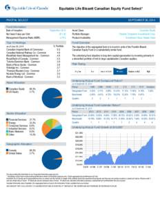 Equitable Life Bissett Canadian Equity Fund Select*  PIVOTAL SELECT SEPTEMBER 30, 2014