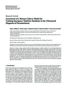 Assessment of a Human Cadaver Model for Training Emergency Medicine Residents in the Ultrasound Diagnosis of Pneumothorax