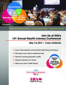 Effective health literacy solutions  Improved patient education Better health outcomes