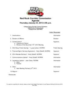 Agenda  Red Rock Corridor Commission Agenda  Thursday January 23, 2013 4:00 p.m.