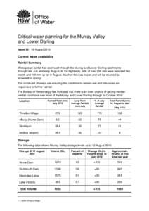 Critical water planning for the Murray Valley and Lower Darling: Issue 35 | 15 June 2010