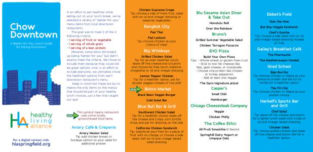 Chow Downtown A Better-for-You Lunch Guide for Eating Downtown  In an effort to eat healthier while
