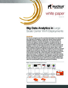 white paper November 2013 Big Data Analytics in Large Scale Carrier Wi-Fi Deployments Introduction