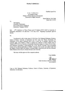 File NOCU-I  Email/By Speed Post F. N oC U -I Government o f India Ministry o f Human Resource Development