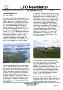 LFC Newsletter The Newsletter of the Limerick Flying Club www.limerickflyingclub.com  Canadian Adventure…