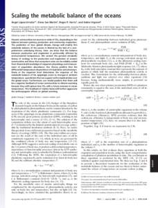 Scaling the metabolic balance of the oceans ´ Angel Lo´pez-Urrutia*†, Elena San Martin‡, Roger P. Harris‡, and Xabier Irigoien§ *Centro Oceanogra´fico de Gijo´n, Instituto Espan˜ol de Oceanografı´a, Avenida