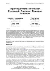 Quesada et al.  Improving Dynamic Information Exchange in ER Scenarios Improving Dynamic Information Exchange in Emergency Response