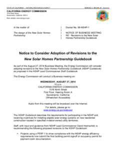 Notice to Consider Adoption of Revisions to the New Solar Homes Partnership Guidebook