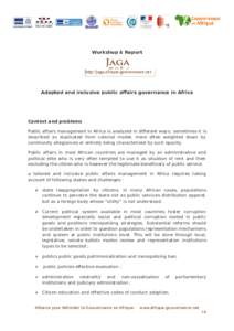 Workshop 4 Report  http://jaga.afrique-gouvernance.net Adapted and inclusive public affairs governance in Africa