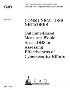 GAO April 2013 United States Government Accountability Office  Report to Congressional Requesters