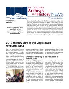 WEST VIRGINIA  Archives and History NEWS  From the Editor: