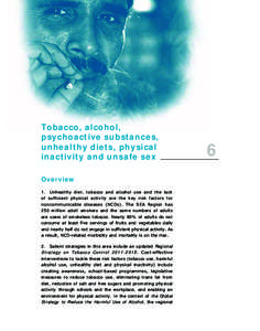 Tobacco, alcohol, psychoactive substances, unhealthy diets, physical inactivity and unsafe sex Overview 1.	 Unhealthy diet, tobacco and alcohol use and the lack