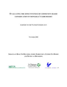 EVALUATING THE EFFECTIVENESS OF COMMUNITY-BASED CONSERVATION IN MONGOLIA’S GOBI DESERT A REPORT TO THE NATURE CONSERVANCY  NOVEMBER 2010