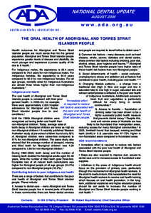 NATIONAL DENTAL UPDATE AUGUST 2006 www.ada.org.au AUSTRALIAN DENTAL ASSOCIATION INC.