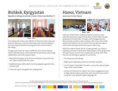 Successful Design in American Spaces  Bishkek, Kyrgyzstan Bayalinov Library American Corner (“American Borboru”)