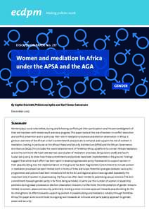 ecdpm’s Making policies work DISCUSSION PAPER NoWomen and mediation in Africa