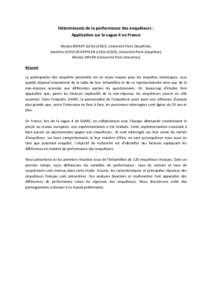 Déterminants de la performance des enquêteurs : Application sur la vague 4 en France Nicolas BRIANT (LEDa-LEGOS, Université Paris-Dauphine), Sandrine DUFOUR-KIPPELEN (LEDa-LEGOS, Université Paris-Dauphine), Nicolas S