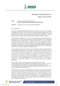 Memorando Nro. IESS-PGM Quito, 13 de marzo de 2015 PARA:  Sr. Econ. José Antonio Martínez Dobronsky