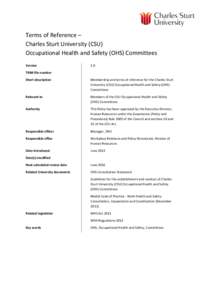 Terms of Reference – Charles Sturt University (CSU) Occupational Health and Safety (OHS) Committees Version  1.0