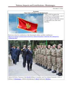 Nations, Impacts and Contributions –Montenegro