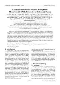 Plasma and Fusion Research: Regular Articles  Volume 6, Electron Density Profile Behavior during SMBI Measured with AM Reflectometer in Heliotron J Plasma