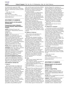 National Marine Fisheries Service / National Oceanic and Atmospheric Administration / United States Department of Commerce / Planetary Observer program / Paperwork Reduction Act / Groundfish / Association for Professional Observers / Fisheries observer / Fishing / Spacecraft / Fish