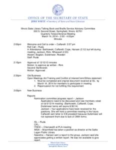 Talking Book and Braille Service Advisory Committee Meeting Minutes