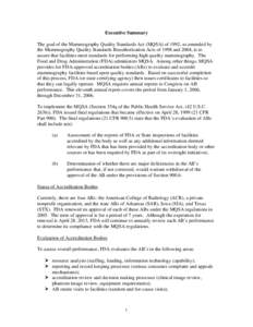 Mammography / Food law / Food and Drug Administration / Title 21 of the Code of Federal Regulations / American College of Radiology / Medicine / Health / Mammography Quality Standards Act