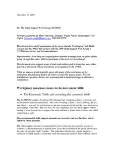 December 30, 2008  To: The Child Support Work Group, DCS/OSE Primarily authored by Mark Mahnkey, Director, Public Policy, Washington Civil Rights Council—[removed[removed]