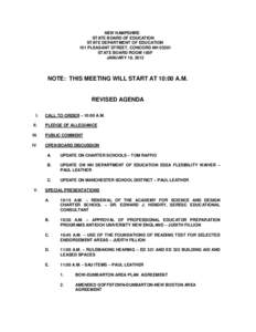 NEW HAMPSHIRE STATE BOARD OF EDUCATION STATE DEPARTMENT OF EDUCATION 101 PLEASANT STREET, CONCORD NH[removed]STATE BOARD ROOM 100F JANUARY 16, 2013