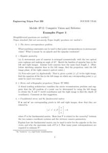 FOURTH YEAR  Engineering Tripos Part IIB Module 4F12: Computer Vision and Robotics Examples Paper 3