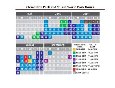 Clementon Park and Splash World Park Hours  