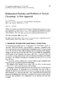 Acta Applicandae Mathematicae 17: [removed], 1989. © 1989 Kluwer Academic Publishers. Printed in the Netherlands[removed]Mathematical Statistics and Problems of Ancient