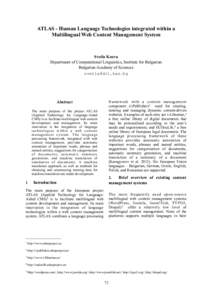 Natural language processing / Machine translation / Computer-assisted translation / Artificial intelligence applications / Parallel text / Statistical machine translation / Word-sense disambiguation / Example-based machine translation / Corpora in Translation Studies / Linguistics / Computational linguistics / Science