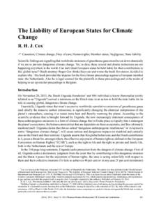 The Liability of European States for Climate Change R. H. J. Cox *