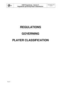 Section F - Regulations governing Player Classification