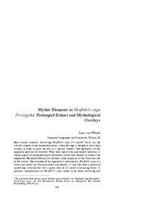 Mythic Elements in Hrafnkels saga Freysgo›a: Prolonged Echoes and Mythological Overlays