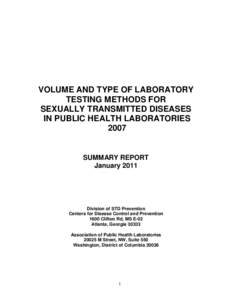 Volume and Type of Laboratory Testing Methods for STDs in Public Health Laboratories 2007