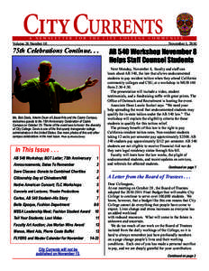 CityCURRENTS  A NEWSLETTER Volume 26 Number 10	  FOR THE CITY