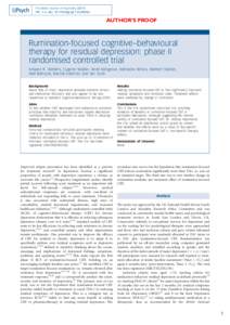 The British Journal of Psychiatry[removed], 1–6. doi: [removed]bjp.bp[removed]AUTHOR’S PROOF  Rumination-focused cognitive–behavioural