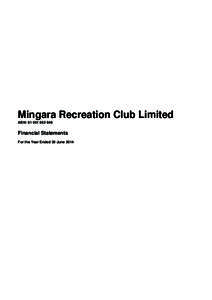 Mingara Recreation Club Limited ABN: Financial Statements For the Year Ended 30 June 2014