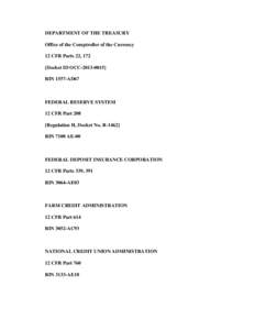 DEPARTMENT OF THE TREASURY Office of the Comptroller of the Currency 12 CFR Parts 22, 172 [Docket ID OCC[removed]RIN 1557-AD67