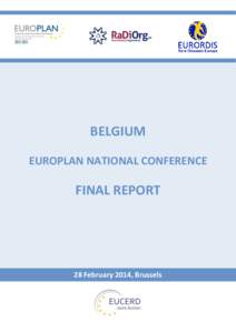 BELGIUM EUROPLAN NATIONAL CONFERENCE FINAL REPORT  28 February 2014, Brussels