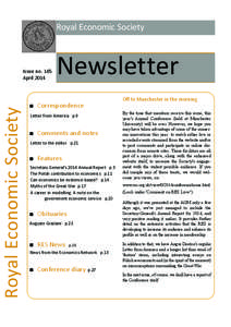 Royal Economic Society  Royal Economic Society Issue no. 165 April 2014