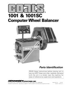 ®  1001 & 1001SC Computer Wheel Balancer  Parts Identification