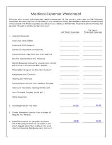 Medical Expense Worksheet