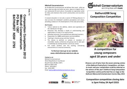 Mitchell Conservatorium MAIL TO: Composition Competition 2012 Mitchell Conservatorium PO Box 1387