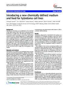 Cell lines / Immunology / Immune system / Monoclonal / Fed-batch / Developmental studies hybridoma bank / Hybridoma technology / Cell culture / Chemically defined medium / Biology / Biotechnology / Cell biology