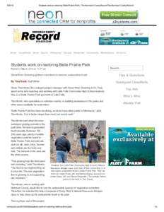 Students work on restoring Belle Prairie Park | The Morrison County RecordThe Morrison County Record Today