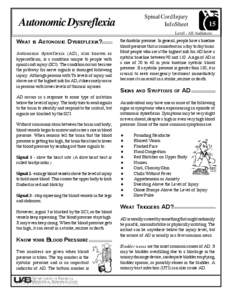 Spinal Cord Injury InfoSheet Autonomic Dysreflexia  15